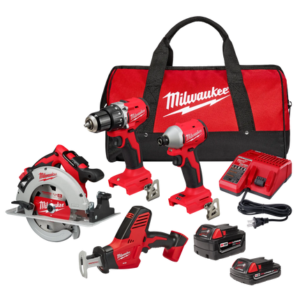 MILWAUKEE M18 4-Tool Combo Kit w/ Batteries & Charger – Ready to Work!