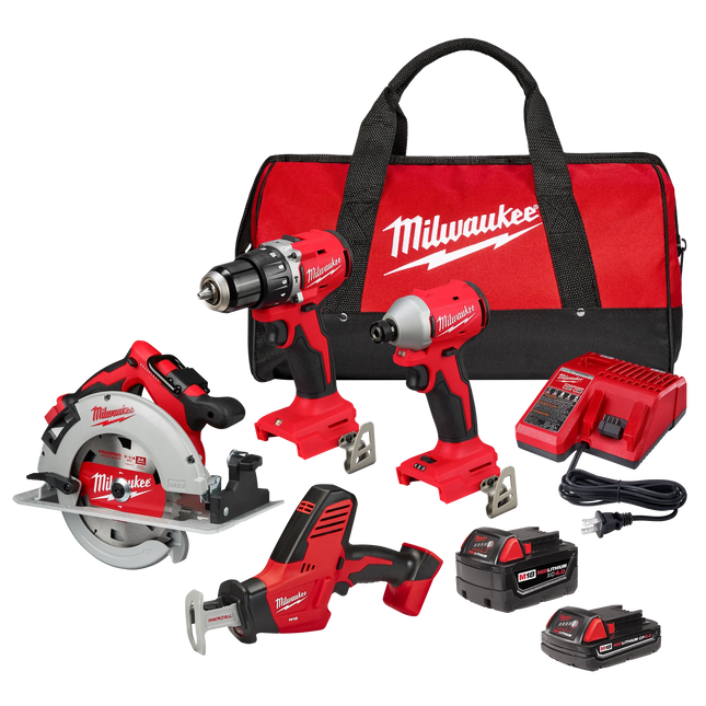 MILWAUKEE M18 4-Tool Combo Kit w/ Batteries & Charger – Ready to Work!