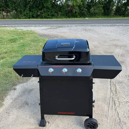 MEGAMASTER 3-Burner Propane Gas Grill in Black