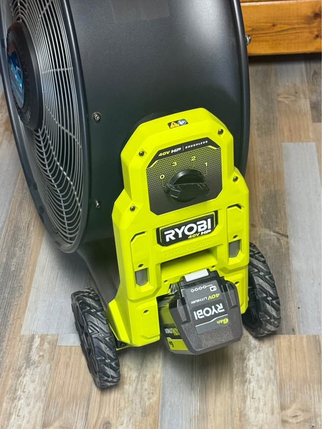 RYOBI 20” Air Cannon Fan + 6.0Ah Battery – SUPER POWER COOLING 40V
