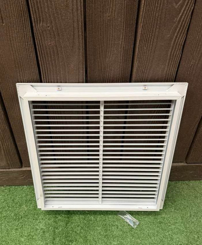 20 in. x 20 in. Aluminum Fixed Bar Return Air Grille in White