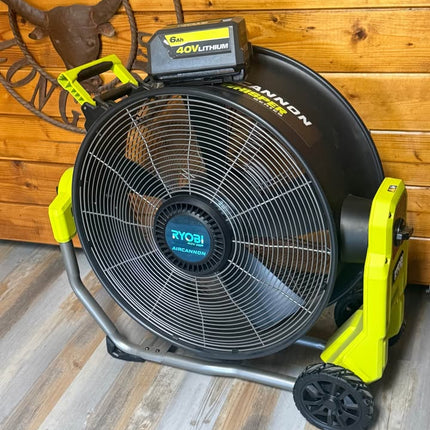 RYOBI 20” Air Cannon Fan + 6.0Ah Battery – SUPER POWER COOLING 40V