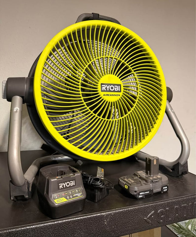 Ryobi 18V Cordless Hybrid WHISPER SERIES 14 in. Air Cannon Fan