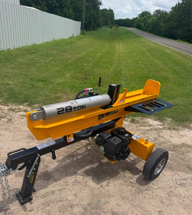 DEWALT 28 Ton 196cc 6.5HP Kohler Engine Horizontal/Vertical Full Beam Hydraulic Log Splitter, Auto Return/Integrated Log Cradle