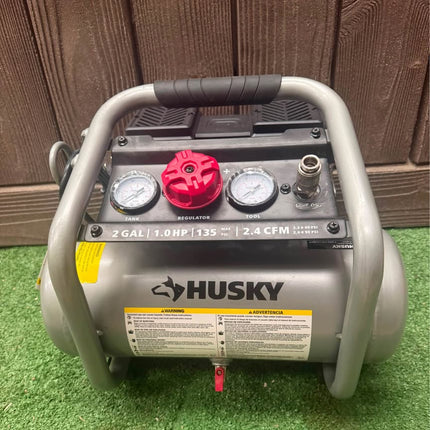 2 Gal. 135 PSI Portable Electric Oil-Free Quiet Jobsite Air Compressor with Dual Pressure Gauges and 1-Quick Coupler