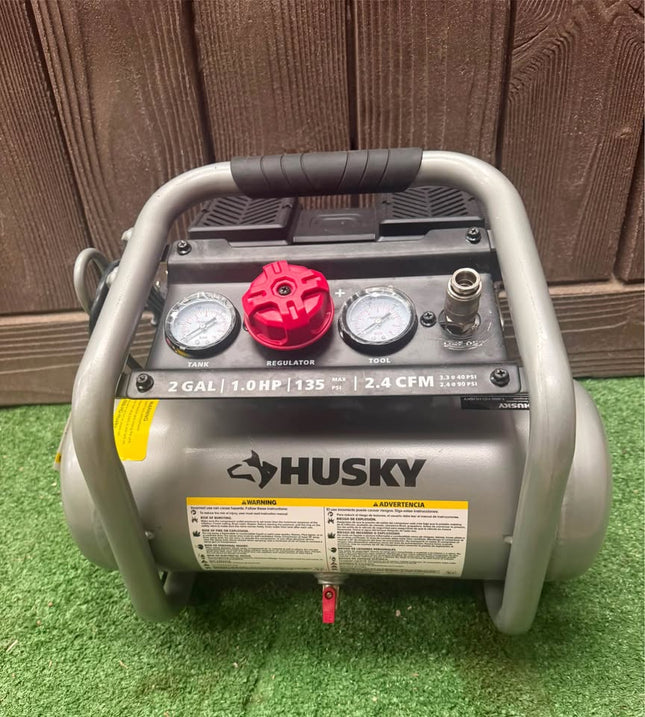 2 Gal. 135 PSI Portable Electric Oil-Free Quiet Jobsite Air Compressor with Dual Pressure Gauges and 1-Quick Coupler