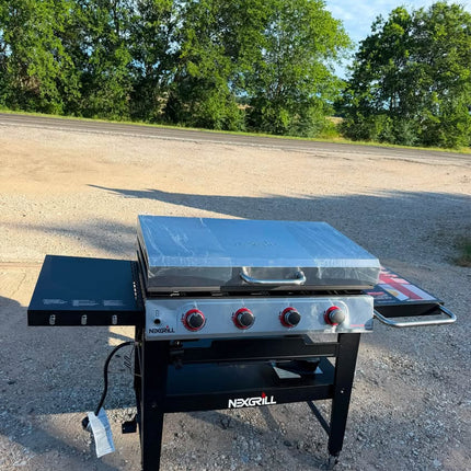 Nexgrill 4-Burner Propane Gas Grill 36 in. Flat Top Griddle in Black with Stainless Steel Lid