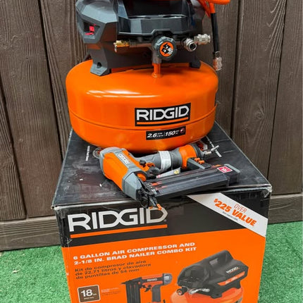 6 Gal. 150 PSI Portable Electric Oil-Free Jobsite Pancake Air Compressor with 25 ft. Air Hose and 18GA Brad Nailer