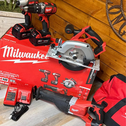 MILWAUKEE M18 4-Tool Combo Kit w/ Batteries & Charger – Ready to Work!