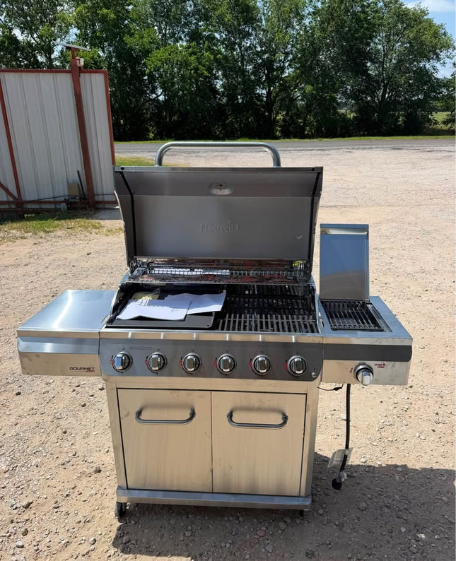 NEXGRILL Gourmet Pro 6-Burner Stainless Steel Propane Gas Grill with Searing Side Burner and Griddle Max Insert