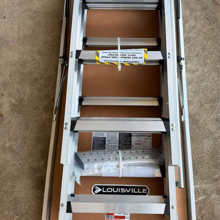 Louisville Ladder 7.8 ft. - 10.3 ft. Ceiling Height Aluminum Attic Ladder(22.5 in. x 54 in. Rough Opening) 375 lbs. Type IAA Load Capacity