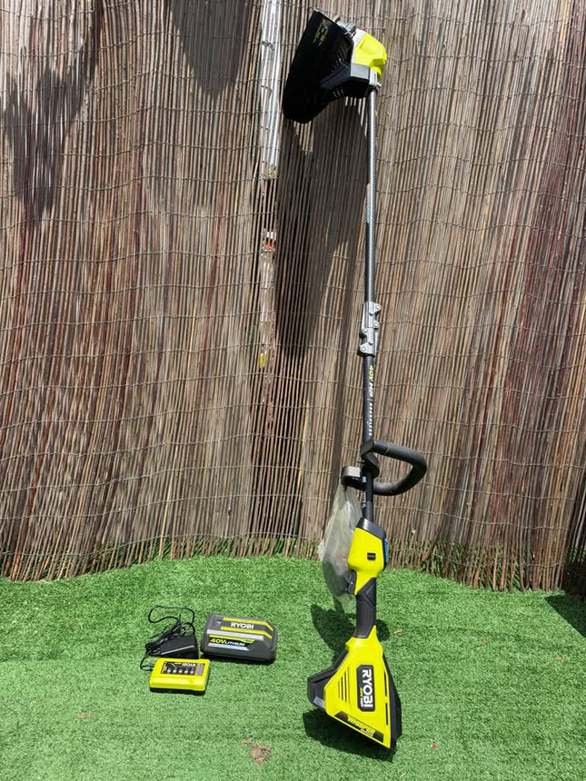 RYOBI 40V HP Brushless Whisper Series 17 in. Cordless Attachment Capable String Trimmer with 4 Ah Battery and Charger