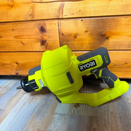 RYOBI ONE+ 18V Cordless Drain Auger with 25 ft Cable, LED Light, Auto Feed/Retract, Cable Lock, Enclosed Drum (Tool Only)