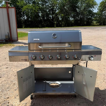 NEXGRILL Gourmet Pro 6-Burner Stainless Steel Propane Gas Grill with Searing Side Burner and Griddle Max Insert