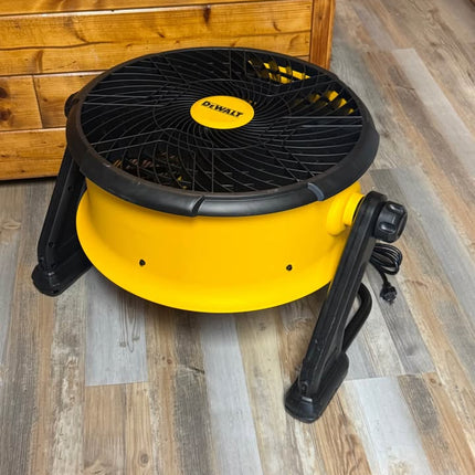 DEWALT 18 in. 20V Cordless AC/DC Hybrid 3-Speed Drum Yellow Fan with Adapter Cord (Tool Only)