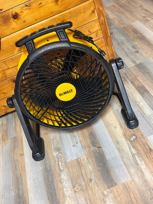 DEWALT 18 in. 20V Cordless AC/DC Hybrid 3-Speed Drum Yellow Fan with Adapter Cord (Tool Only)