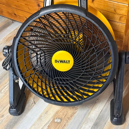 DEWALT 18 in. 20V Cordless AC/DC Hybrid 3-Speed Drum Yellow Fan with Adapter Cord (Tool Only)