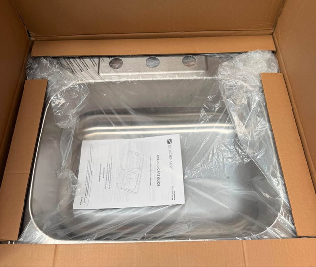 GLACIER BAY Single Bowl 22 Gauge Stainless Steel Kitchen Sink