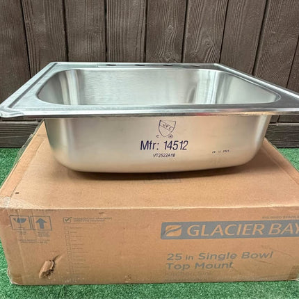 GLACIER BAY Single Bowl 22 Gauge Stainless Steel Kitchen Sink