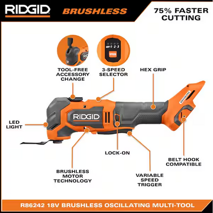 RIDGID 18V Brushless Cordless Oscillating Multi-Tool (Tool Only)