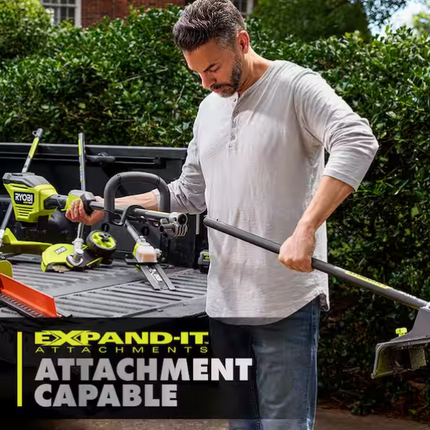 RYOBI 40V HP Brushless Whisper Series 17 in. Cordless Attachment Capable String Trimmer with 4 Ah Battery and Charger