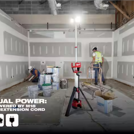 MILWAUKEE M18 18-Volt Lithium-Ion Cordless 6,000 Lumens Rocket Dual Power Tower Light with Charger (Tool-Only)