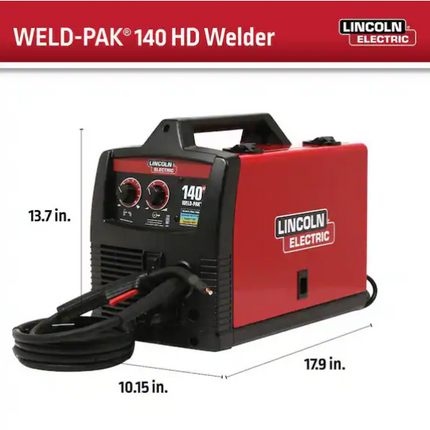 LINCOLN ELECTRIC Weld-Pak 140 Amp MIG and Flux-Core Wire Feed Welder, 115V, Aluminum Welder