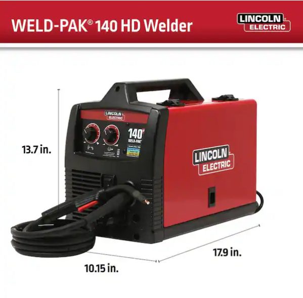LINCOLN ELECTRIC Weld-Pak 140 Amp MIG and Flux-Core Wire Feed Welder, 115V, Aluminum Welder