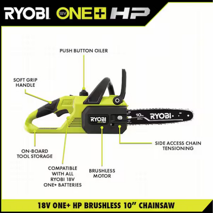 RYOBI ONE+ HP 18V Brushless 10 in. Battery Chainsaw (Tool Only)