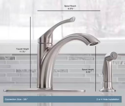 KOHLER Mistos Single-Handle Standard Kitchen Faucet with Side Sprayer in Stainless Steel