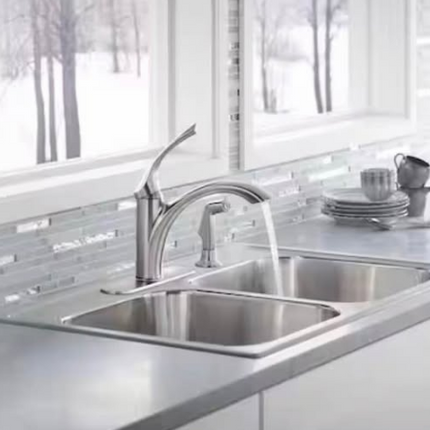 KOHLER Mistos Single-Handle Standard Kitchen Faucet with Side Sprayer in Stainless Steel