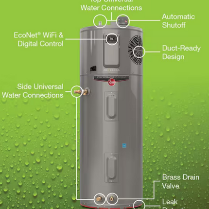 RHEEM ProTerra 50 Gal. Smart High Efficiency Hybrid Heat Pump Water Heater w/ Leak Detection & Auto Shutoff