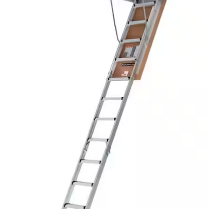 Louisville Ladder 7.8 ft. - 10.3 ft. Ceiling Height Aluminum Attic Ladder(22.5 in. x 54 in. Rough Opening) 375 lbs. Type IAA Load Capacity