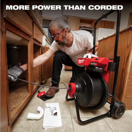 MILWAUKEE M18 18V Lithium-Ion 3/8 in- 1/2” x 75 ft. Cable Cordless Drain Cleaning Drum Machine