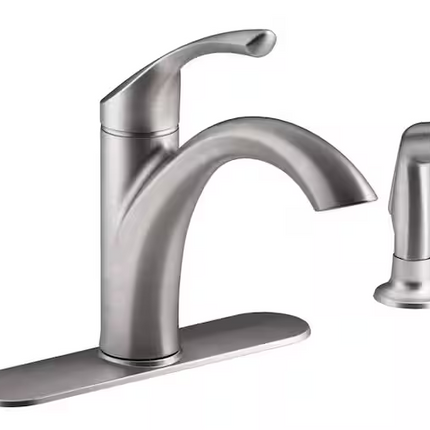 KOHLER Mistos Single-Handle Standard Kitchen Faucet with Side Sprayer in Stainless Steel