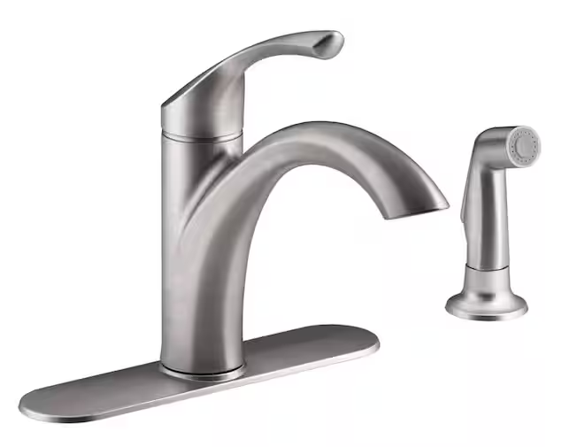 KOHLER Mistos Single-Handle Standard Kitchen Faucet with Side Sprayer in Stainless Steel