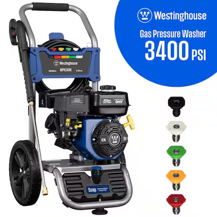 WESTINGHOUSE 3400 PSI 2.6 GPM Gas Powered Axial Cam Pump Cold Water Pressure Washer with Soap Tank and 5 Quick Connect Tips