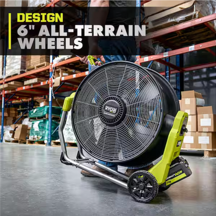 RYOBI 20” Air Cannon Fan + 6.0Ah Battery – SUPER POWER COOLING 40V