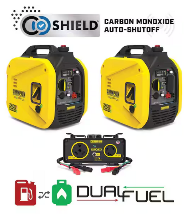 CHAMPION Power Equipment 2500/1850-Watt Recoil Start Dual Fuel Gasoline and Propane Inverter Generator