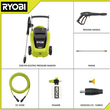 Ryobi 2100 PSI 1.2 GPM Cold Water Corded Electric Pressure Washer with Foamer