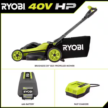 Ryobi 40V HP Self-Propelled Mower 6.0Ah Battery + Charger, New Model !!!