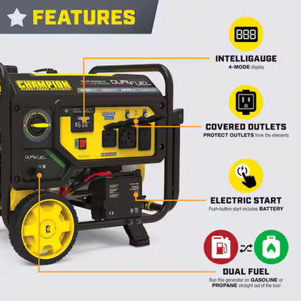 Champion 5300/4250-Watt Recoil Start Dual Fuel Portable Generator