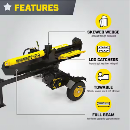 Champions 27 Ton Vertical/Horizontal Gas Wood Log Splitter