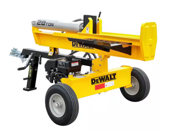 DEWALT 28 Ton 196cc 6.5HP Kohler Engine Horizontal/Vertical Full Beam Hydraulic Log Splitter, Auto Return/Integrated Log Cradle