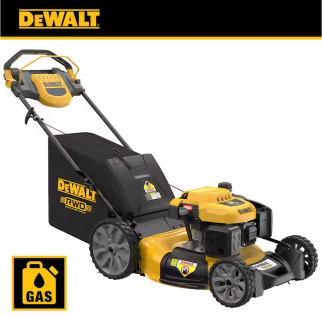 DEWALT 21 in. 196cc E-GOV Engine 3-in-1 Gas RWD Self-Propelled Lawn Mower with High Rear Wheels