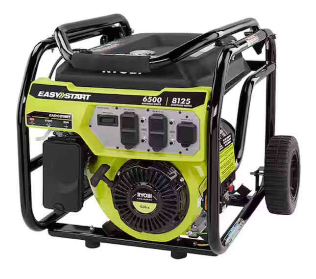 RYOBI 8125/6500-Watt Gas Powered Portable Generator With CO Detect Shutdown Sensor For Storms and Jobsites
