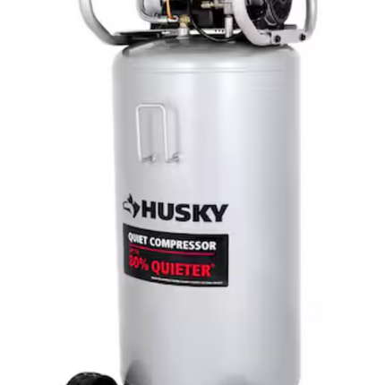 HUSKY 27 Gal.165 PSI Vertical Electric Oil-Free Quiet Auto/Workshop Air Compressor with Dual Gauges and 2-Quick Couplers