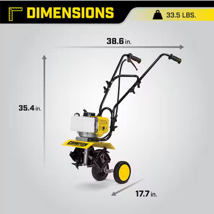 CHAMPION Power Equipment 9.5 in. 43cc Portable Gas Garden Tiller Cultivator