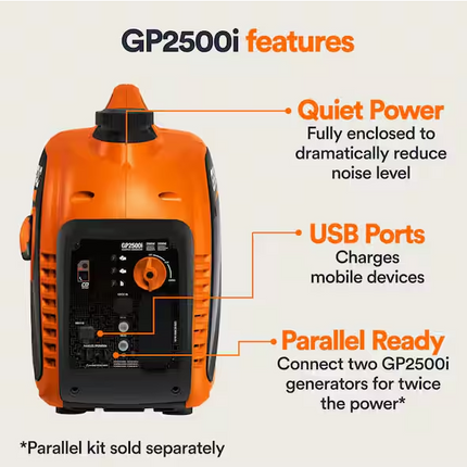 GENERAC 2500 Watt Recoil Start Gasoline Portable Generator Inverter w/ COSense