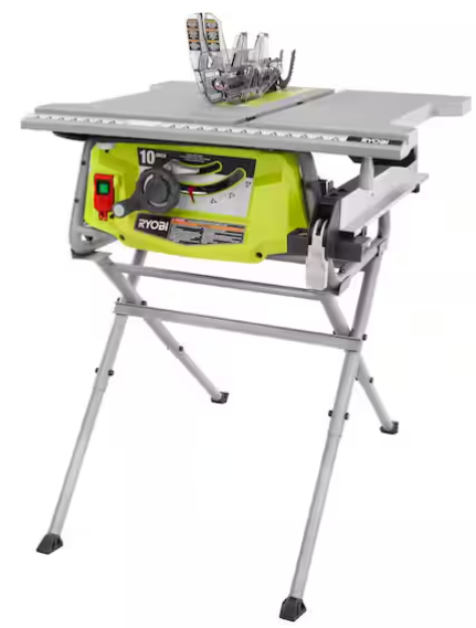 RYOBI 15 Amp 10 in. Compact Portable Corded Jobsite Table Saw with Folding Stand